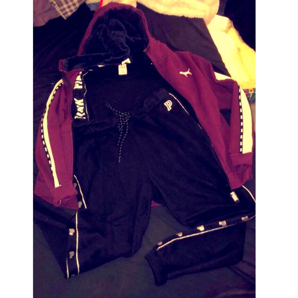 VS PINK Limited Edition Maroon full zip & joggers